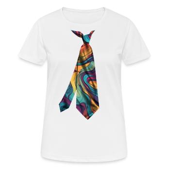 Coloré Imprimé Cravate T Shirt Design Inkflow - T-shirt respirant Femme - blanc - Devant - AI Model Female 172 dark (172cm)
