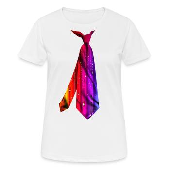 T-shirt cravate imprimé coloré dégoulinant de couleurs - T-shirt respirant Femme - blanc - Devant - AI Model Female 172 dark (172cm)