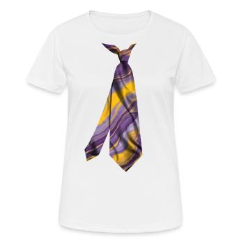 Bunt bedrucktes Krawatten-T-Shirt mit Marmorstruktur - Frauen T-Shirt atmungsaktiv - Weiß - Vorne - AI Model Female 172 dark (172cm)