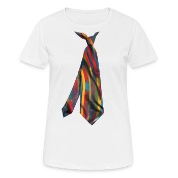 Colorful Printed Necktie T-Shirt Design Abstract - Women's Breathable T-Shirt - white - Front - AI Model Female 172 dark (172cm)