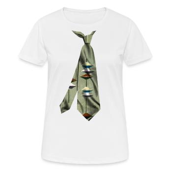 Printed necktie t-shirt japanese woodblock print - Women's Breathable T-Shirt - white - Front - AI Model Female 172 dark (172cm)