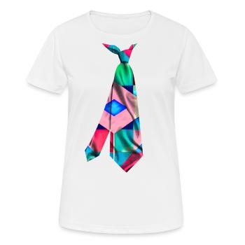 T-shirt avec cravate imprimé en couleur idée cadeau - T-shirt respirant Femme - blanc - Devant - AI Model Female 172 dark (172cm)
