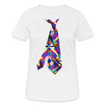 T-shirt cravate imprimé coloré motif mosaïque - T-shirt respirant Femme - blanc - Devant - AI Model Female 172 dark (172cm)