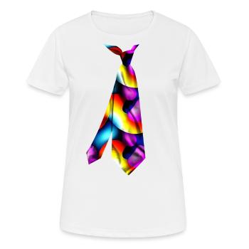 Cravate t-shirt imprimée en couleur idée cadeau - T-shirt respirant Femme - blanc - Devant - AI Model Female 172 dark (172cm)