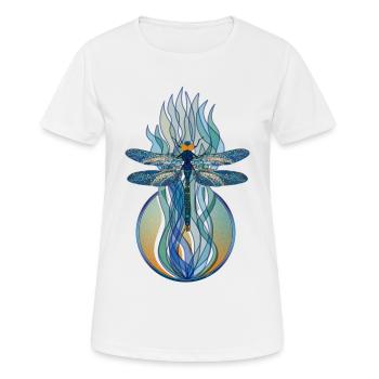 Libelle Jugendstil - Frauen T-Shirt atmungsaktiv - Weiß - Vorne - AI Model Female 172 dark (172cm)