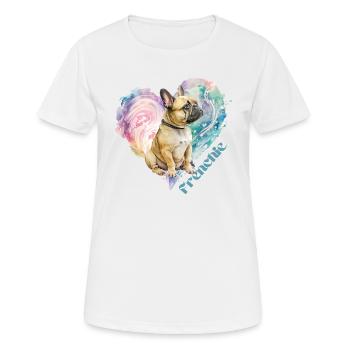 french bulldog love - Women's Breathable T-Shirt - white - Front - AI Model Female 172 dark (172cm)