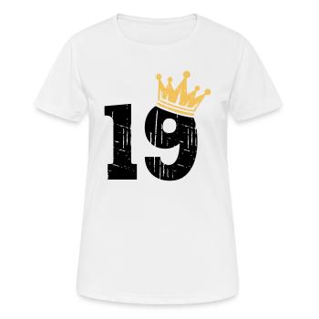 19 Couronne 19e anniversaire 19 ans - T-shirt respirant Femme - blanc - Devant - AI Model Female 172 dark (172cm)