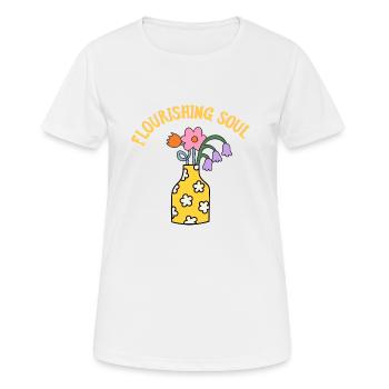Flourishing Soul - Aufblühende Seele - Erwachen - Frauen T-Shirt atmungsaktiv - Weiß - Vorne - AI Model Female 172 dark (172cm)