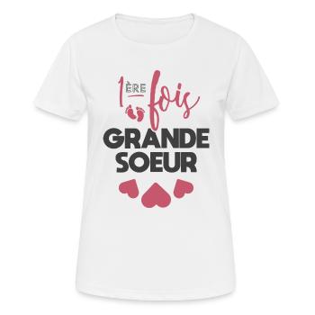 Première fois grande soeur - T-shirt respirant Femme - blanc - Devant - AI Model Female 172 dark (172cm)
