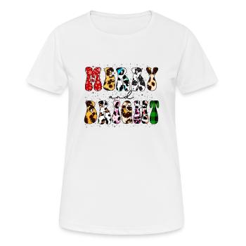 Fröhlich und hell, Holly Jolly Vibes, Weihnachten - Frauen T-Shirt atmungsaktiv - Weiß - Vorne - AI Model Female 172 dark (172cm)