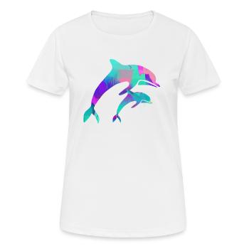 dolphin duo two hearts - Women's Breathable T-Shirt - white - Front - AI Model Female 172 dark (172cm)