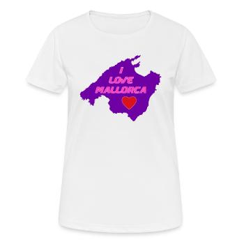I Love Mallorca in Pink/Violett mit rotem Herz - Frauen T-Shirt atmungsaktiv - Weiß - Vorne - AI Model Female 172 dark (172cm)