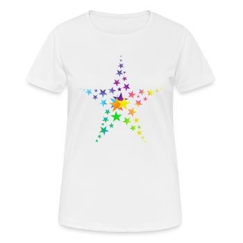 Étoiles étoiles colorées beaucoup d’étoiles - T-shirt respirant Femme - blanc - Devant - AI Model Female 172 dark (172cm)