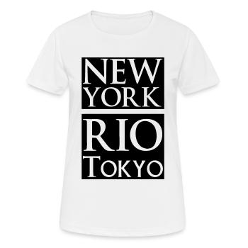 New York, Rio, Tokyo - Women's Breathable T-Shirt - white - Front - AI Model Female 172 dark (172cm)