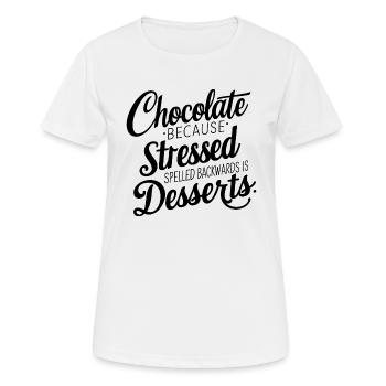 Dessert au chocolat Stress Dire dessert drôle - T-shirt respirant Femme - blanc - Devant - AI Model Female 172 dark (172cm)