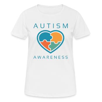 Sensibilisation à l’autisme - T-shirt respirant Femme - blanc - Devant - AI Model Female 172 dark (172cm)