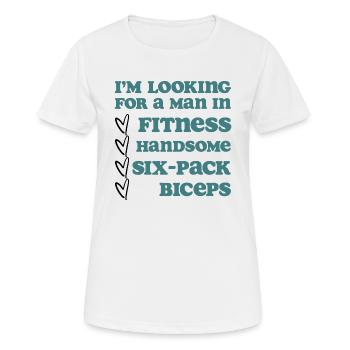 Je cherche un homme en forme - T-shirt respirant Femme - blanc - Devant - AI Model Female 172 dark (172cm)