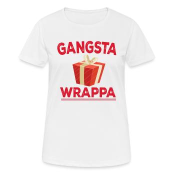 Drôle, humoristique, cadeau de Noël Gangsta Wrappa - T-shirt respirant Femme - blanc - Devant - AI Model Female 172 dark (172cm)
