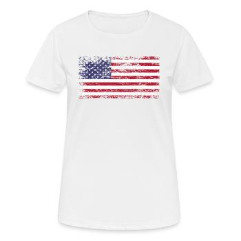 Flagge von United States of America USA - Frauen T-Shirt atmungsaktiv - Weiß - Vorne - AI Model Female 172 dark (172cm)