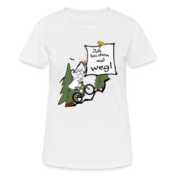 Ich bin dann mal weg. MTB fahren - Frauen T-Shirt atmungsaktiv - Weiß - Vorne - AI Model Female 172 dark (172cm)