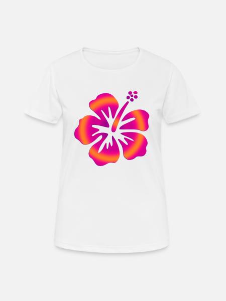 Hibiscus rose - T-shirt respirant Femme - blanc