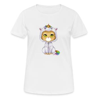 Caticorn - süße niedliche Katze in Einhorn Kostüm - Frauen T-Shirt atmungsaktiv - Weiß - Vorne - AI Model Female 172 dark (172cm)