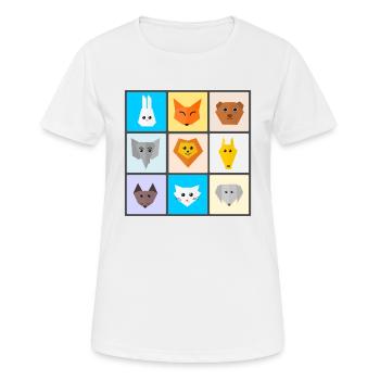 Bunte Tiermischung mit Lieblingstieren - Frauen T-Shirt atmungsaktiv - Weiß - Vorne - AI Model Female 172 dark (172cm)