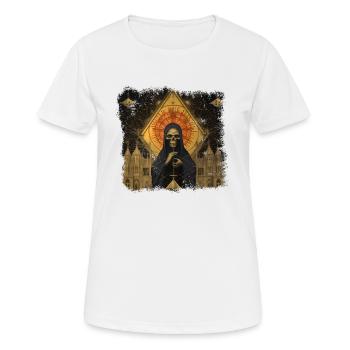 Sombre horreur peinture squelette avec cape - T-shirt respirant Femme - blanc - Devant - AI Model Female 172 dark (172cm)
