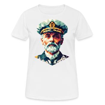 Portrait Kapitän Edward Smith Polygon Kunst - Frauen T-Shirt atmungsaktiv - Weiß - Vorne - AI Model Female 172 dark (172cm)