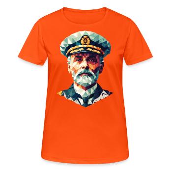 Portrait Captain Edward Smith Polygon Art - Women's Breathable T-Shirt - neon orange - Front - AI Model Female 172 dark (172cm)