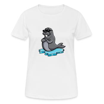 Sceller avec des lunettes de soleil - T-shirt respirant Femme - blanc - Devant - AI Model Female 172 dark (172cm)