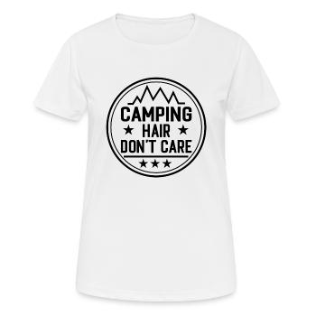 Cheveux de camping ne se soucient pas, cheveux, camping, en plein air - T-shirt respirant Femme - blanc - Devant - AI Model Female 172 dark (172cm)