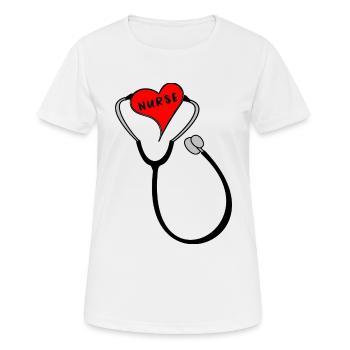 stethoskop herz Krankenschwester nurse - Frauen T-Shirt atmungsaktiv - Weiß - Vorne - AI Model Female 172 dark (172cm)