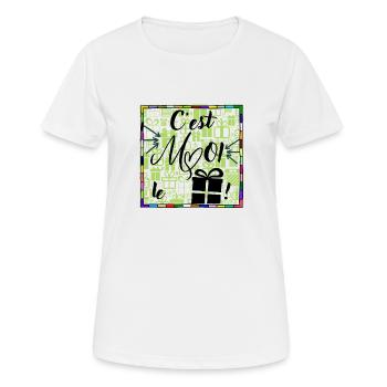 c est moi le cadeau ! - T-shirt respirant Femme - blanc - Devant - AI Model Female 172 dark (172cm)