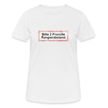 Bitte Rangierabstand einhalten: 2 Promille! Schild - Frauen T-Shirt atmungsaktiv - Weiß - Vorne - AI Model Female 172 dark (172cm)
