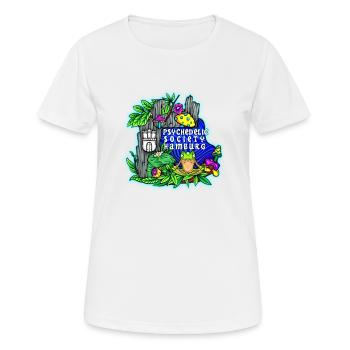 Psychedelic Society Hamburg - Frauen T-Shirt atmungsaktiv - Weiß - Vorne - AI Model Female 172 dark (172cm)
