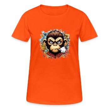 Affe angry schimpanse cartoon - Frauen T-Shirt atmungsaktiv - Neonorange - Vorne - AI Model Female 172 dark (172cm)