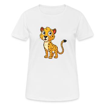 Guépard effrayé avec des taches surélevées - T-shirt respirant Femme - blanc - Devant - AI Model Female 172 dark (172cm)
