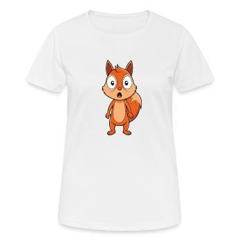Erschrockenes Eichhörnchen mit großen Augen Karikatur - Frauen T-Shirt atmungsaktiv - Weiß - Vorne - AI Model Female 172 dark (172cm)