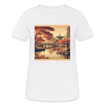 Soirée de l’étang vintage du Japon - T-shirt respirant Femme - blanc - Devant - AI Model Female 172 dark (172cm)