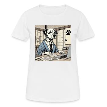 Damlmartiner am Schreibtisch - Ukiyo-e Stil - Frauen T-Shirt atmungsaktiv - Weiß - Vorne - AI Model Female 172 dark (172cm)