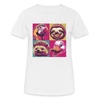 Pop Art Sourire Animaux Hérisson Canard Halloween Perroquet - T-shirt respirant Femme - blanc - Devant - AI Model Female 172 dark (172cm)