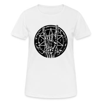 Knochenhand mit Pentagramm macht devil horns - Frauen T-Shirt atmungsaktiv - Weiß - Vorne - AI Model Female 172 dark (172cm)