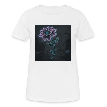 Neonblume in urbaner Dunkelheit - Frauen T-Shirt atmungsaktiv - Weiß - Vorne - AI Model Female 172 dark (172cm)