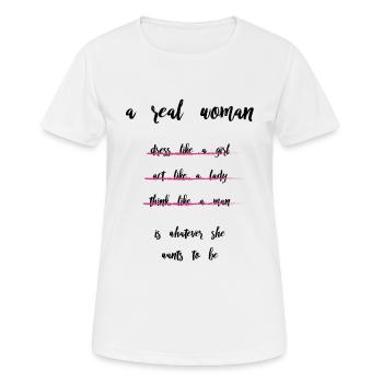 Power woman! - Women's Breathable T-Shirt - white - Front - AI Model Female 172 dark (172cm)