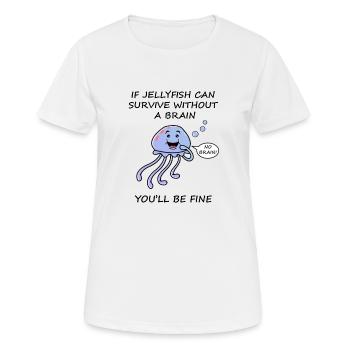 Jellyfish Brain Funny Humorous Nouveauté Design - T-shirt respirant Femme - blanc - Devant - AI Model Female 172 dark (172cm)