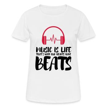 La musique, c’est la vie et c’est pourquoi la vie bat - T-shirt respirant Femme - blanc - Devant - AI Model Female 172 dark (172cm)