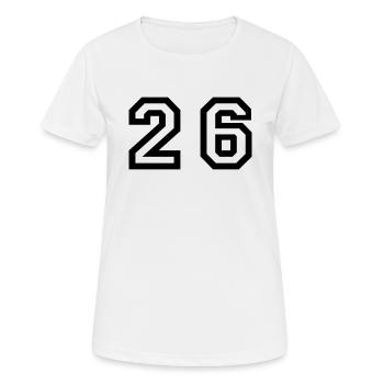 Number - 26 - Twenty Six - Frauen T-Shirt atmungsaktiv - Weiß - Vorne - AI Model Female 172 dark (172cm)
