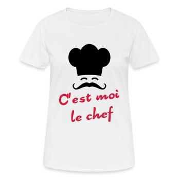 C'est moi le chef - T-shirt respirant Femme - blanc - Devant - AI Model Female 172 dark (172cm)