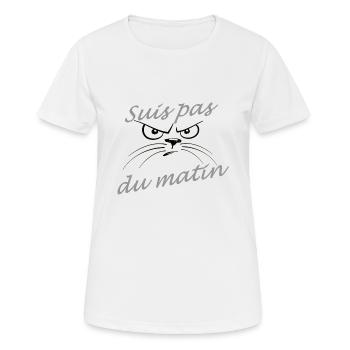 Suis pas du matin - T-shirt respirant Femme - blanc - Devant - AI Model Female 172 dark (172cm)